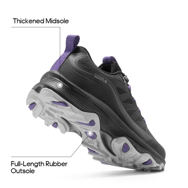 Women's Waterproof Mesh Hiking Shoes - BLACK/PURPLE - 4